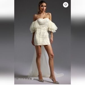 Off-Shoulder Cream Dress Bella. Size Medium Bride Bachelorette Bridal Shower.